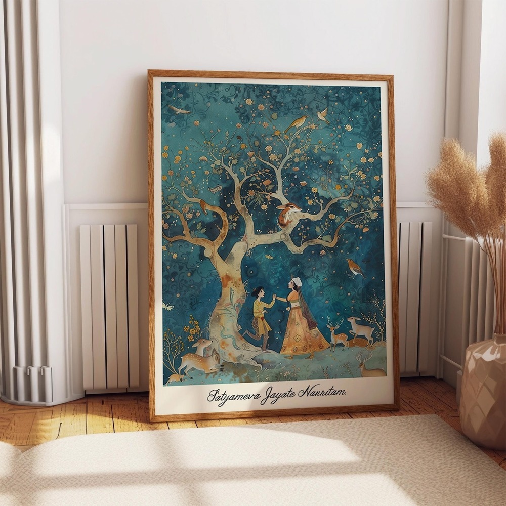 Mythical Forest Dance Wall Art - Traditional Pichwai Indian Mythology Art Poster